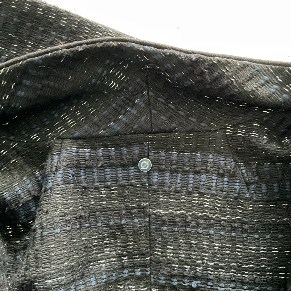 SØSKEN Jacquard Notch Collar Long Jacket Blue Black, size L - Picture 11 of 14
